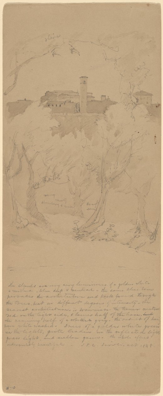Vista através das árvores do Tivoli [reto] de Jasper Francis Cropsey