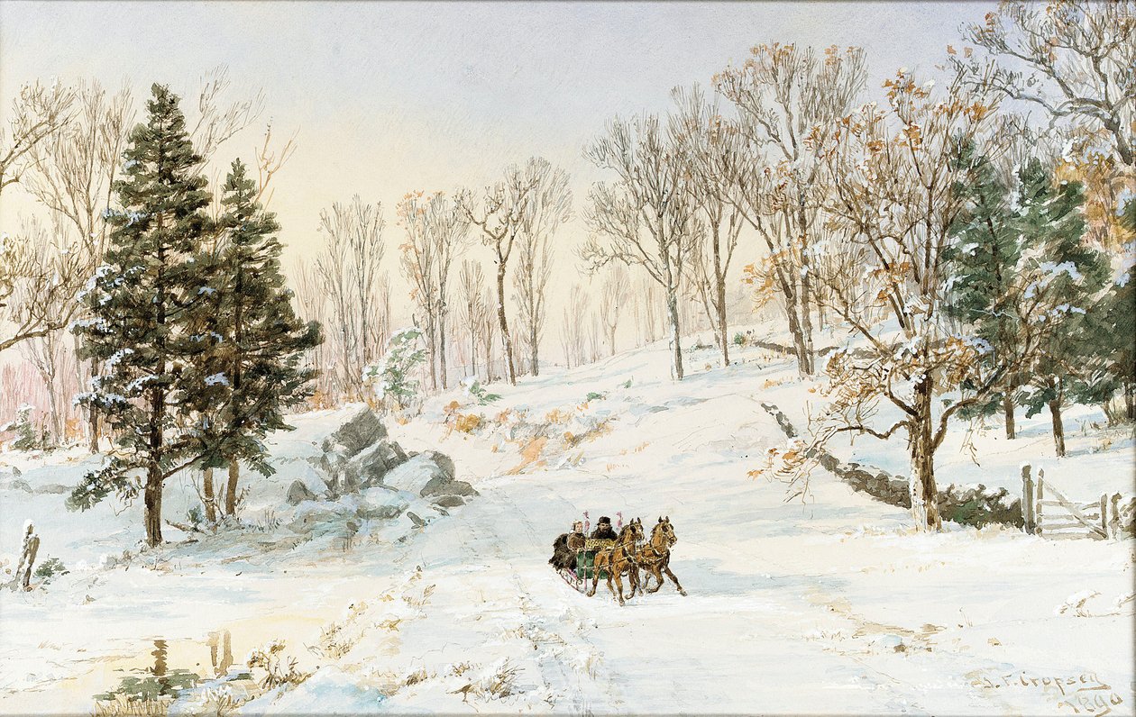 Inverno em Ravensdale Road, Hastings-on-Hudson de Jasper Francis Cropsey