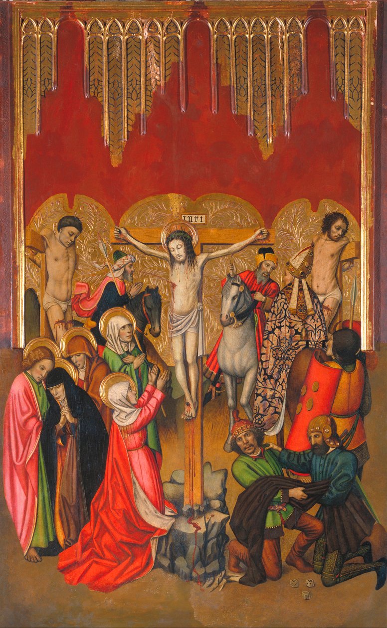 Calvaire - Calvário - Pintura de Jaume (Jaime) Huguet (1412-1492) - 1455-1460 - Têmpera sobre painel - 214.4x136 - Museu Nacional de Arte da Catalunha, Barcelona de Jaume Huguet