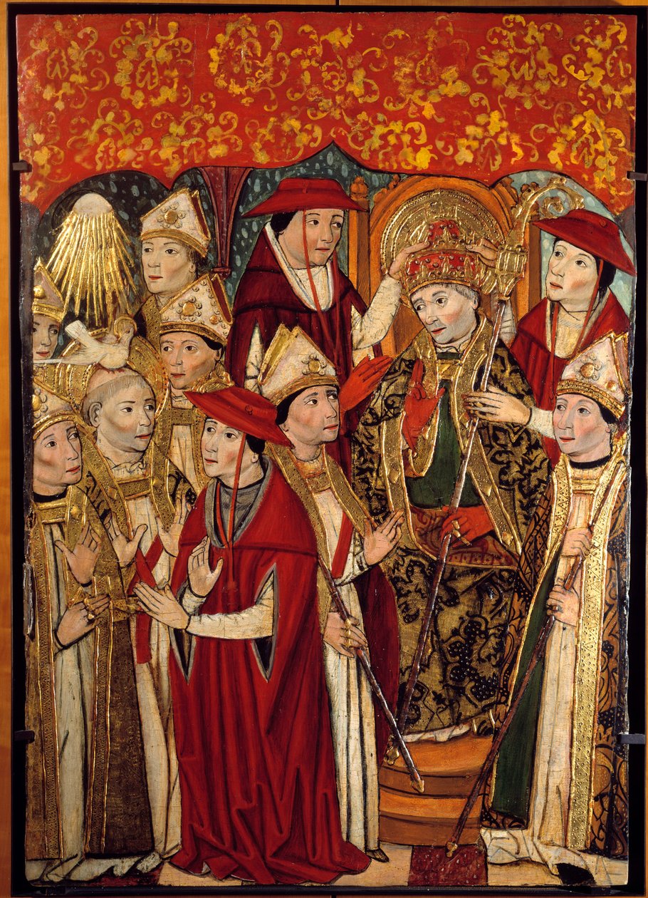 A eleição de São Fabien para o Papaute (236 a 250). Pintura de Jaime Huguet (1415-1492) de Jaume Huguet