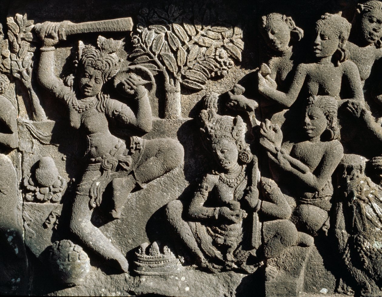 Alívio do templo hindu de Javanese School
