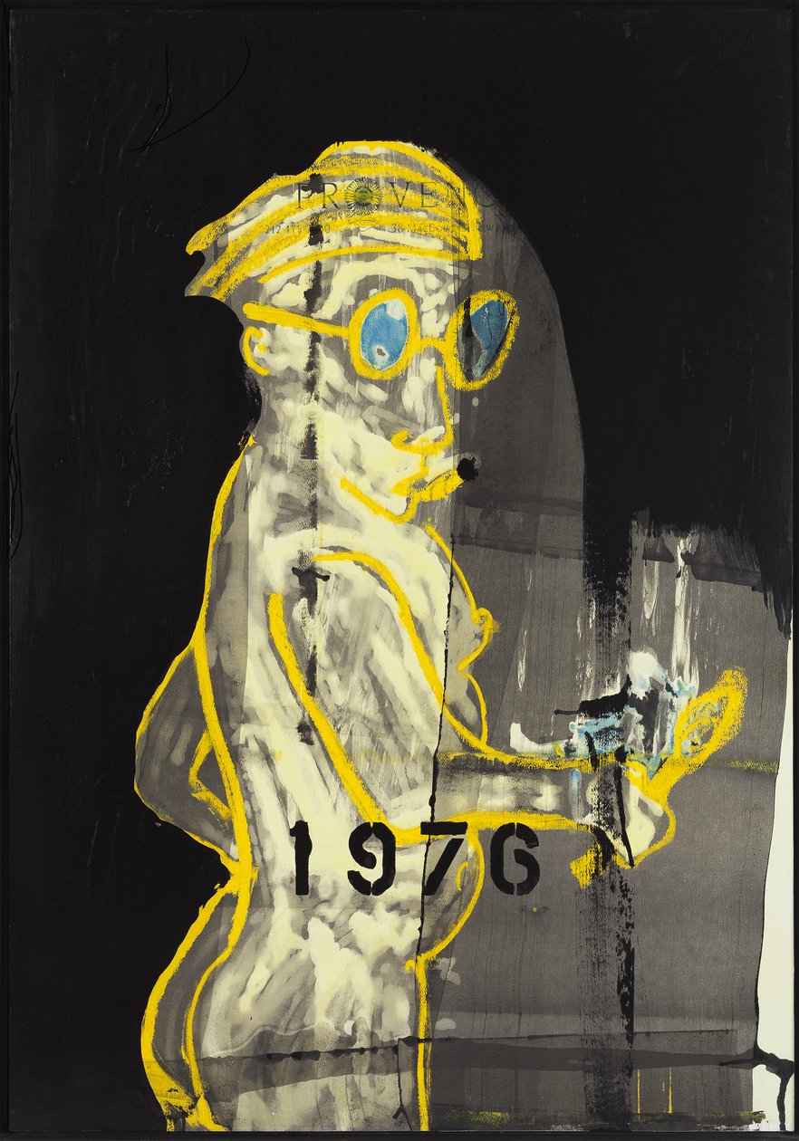 1976, 2012 (técnica mista sobre papel para aguarela montado num painel com receita no verso) de Jay Batlle