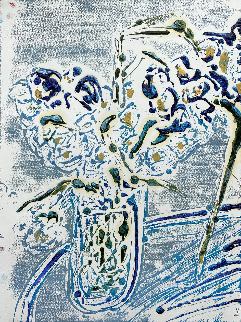 Fleur De Sel No. 02 Blue Carmel Monotype, 2021 (óleo sobre papel) de Jay Batlle