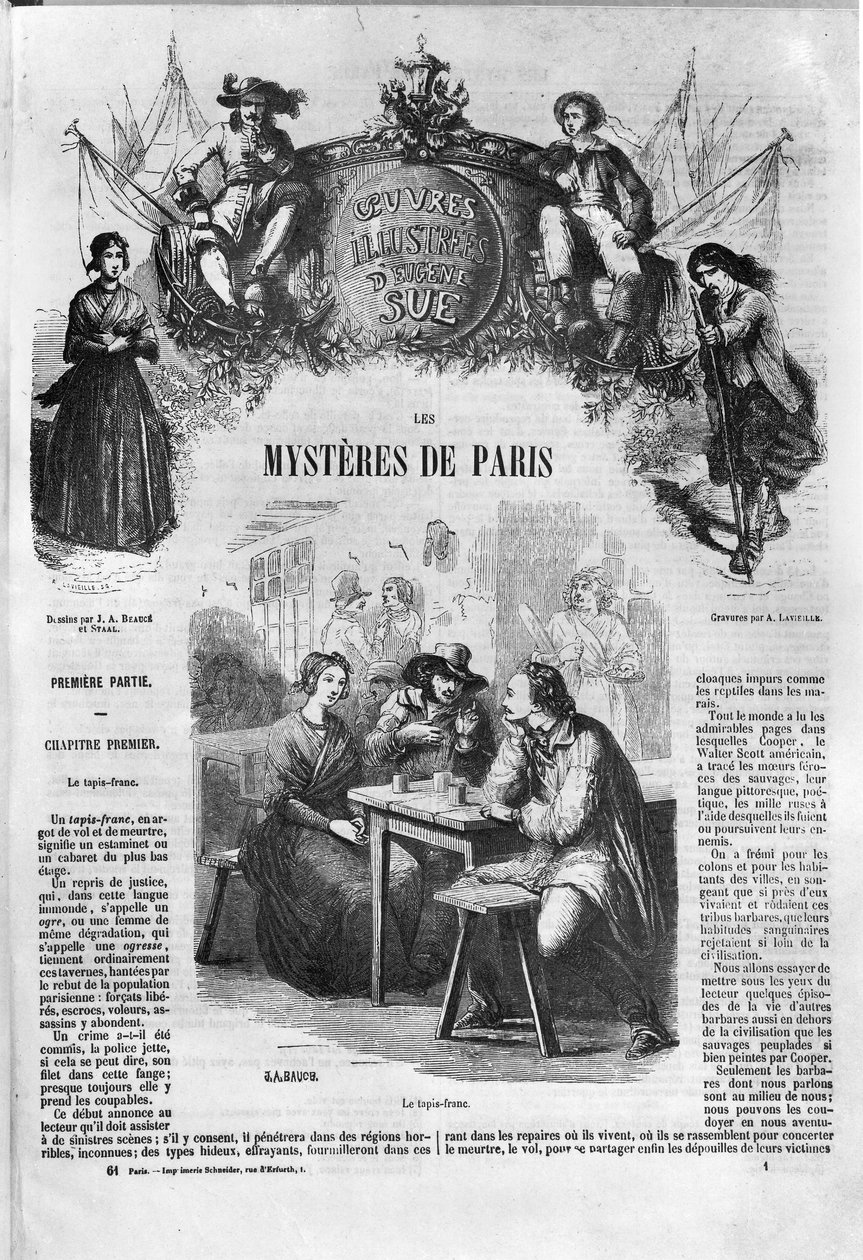 Uma taverna, ilustração de "Les Mysteres de Paris", de Eugene Sue (1804-57), publicada em 1851, gravada por Eugene Lavieille (1820-1889) de Jean Adolphe Beauce