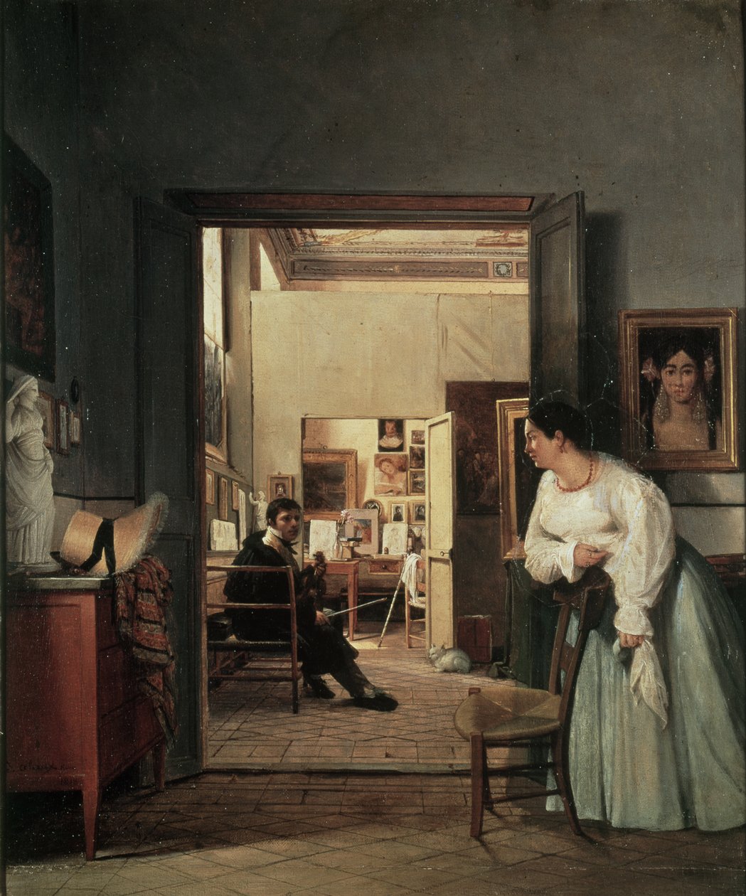 O estúdio de Ingres em Roma, 1818 de Jean Alaux