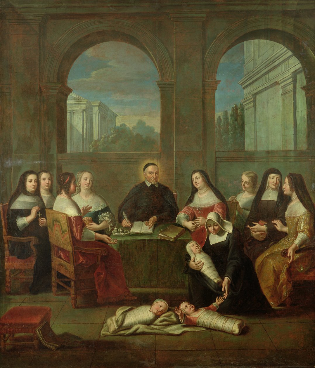 São Vicente de Paulo e as Irmãs da Caridade, c.1729 de Jean Andre