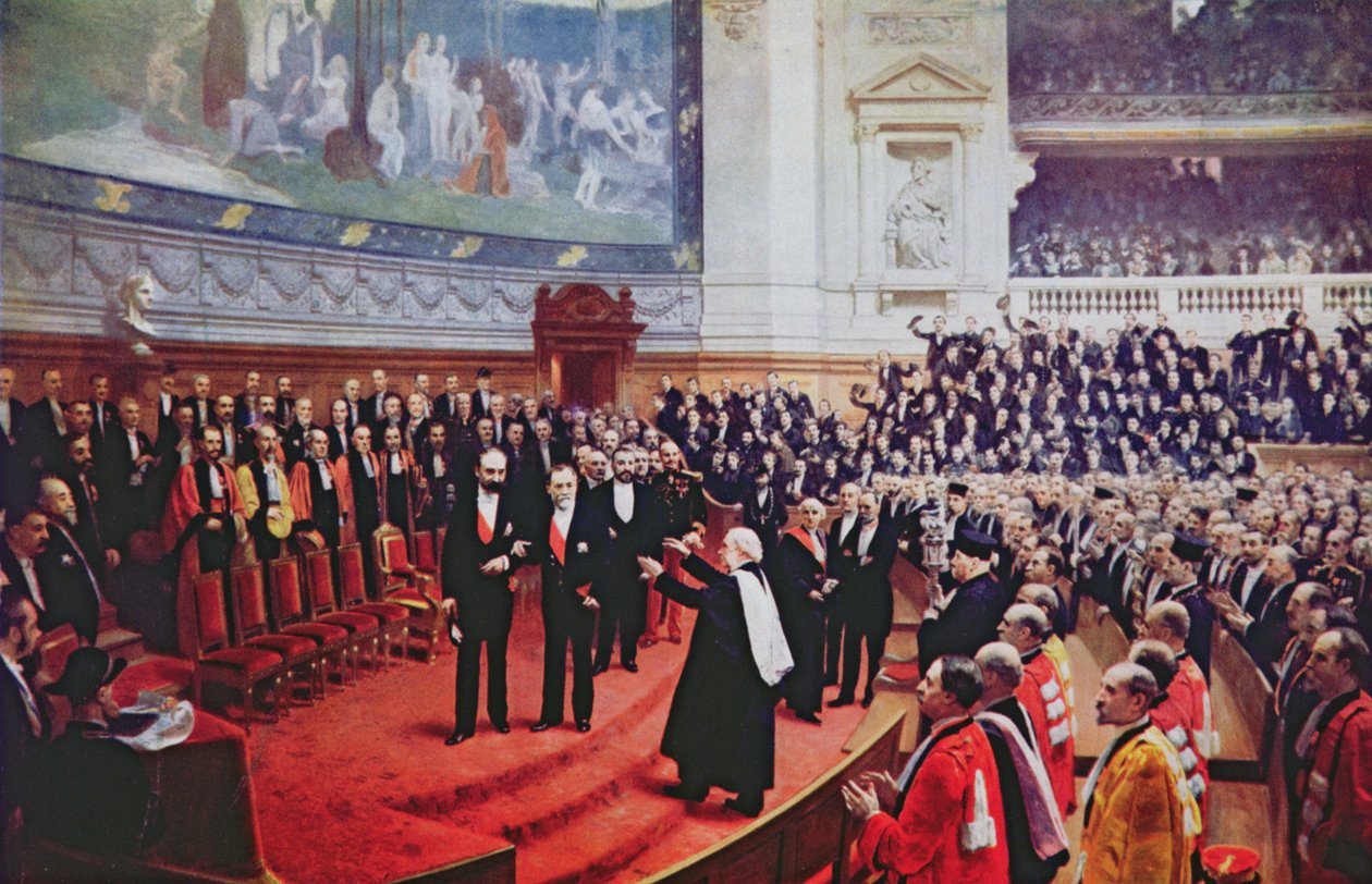 O Jubileu de Louis Pasteur (1822-95) na Sorbonne, em 27 de dezembro de 1892, em Chanteclair, 1923 de Jean Andre Rixens