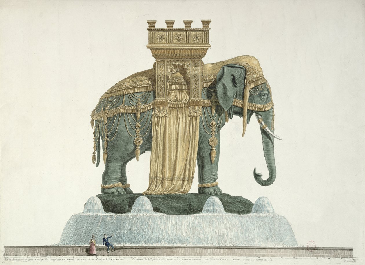 Projeto para a fonte do elefante na Place de la Bastille, 1813-14 de Jean Antoine Alavoine