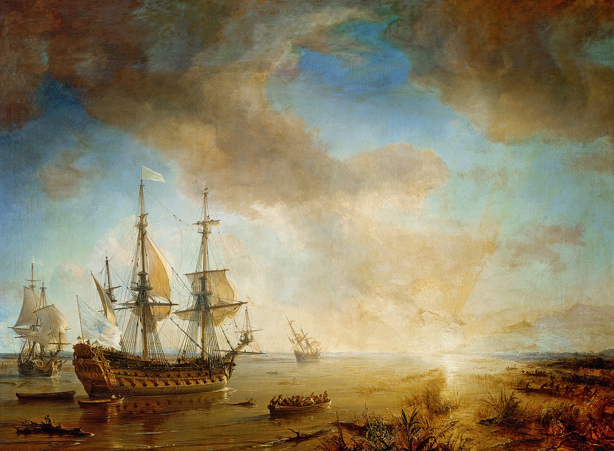 Expedição de Robert Cavelier de La Salle (1643-1687) em Louisiana em 1684, 1844 de Jean Antoine Theodore Gudin