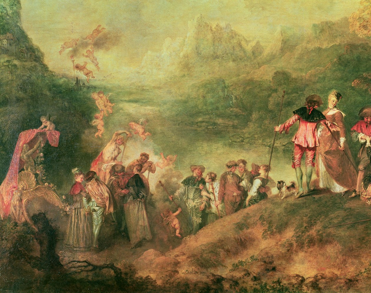 Embarcação para Cythera, 1717 óleo sobre tela detalhe de 3755 de Jean Antoine Watteau