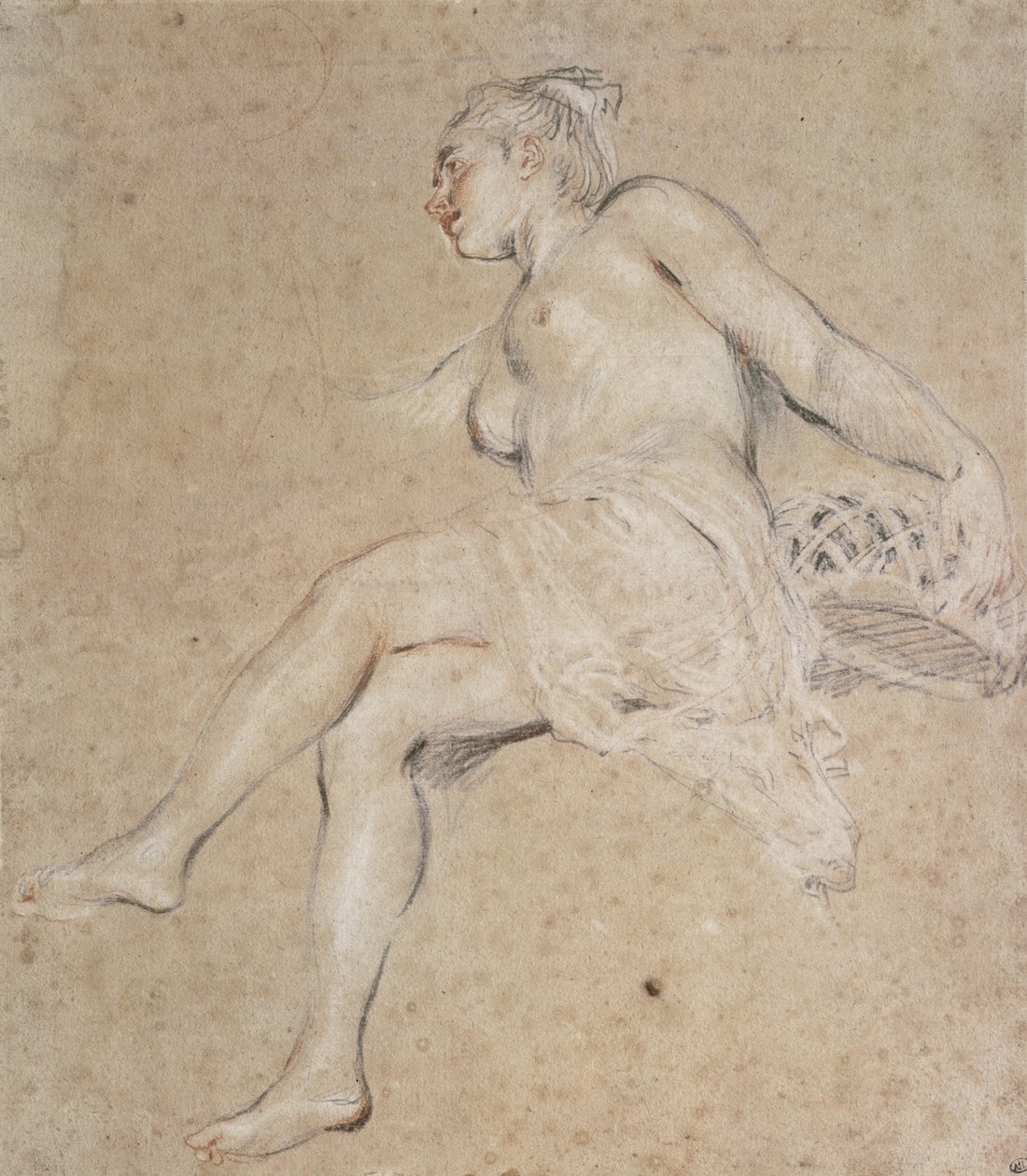 Flora, c.1716 (giz no papel) de Jean Antoine Watteau