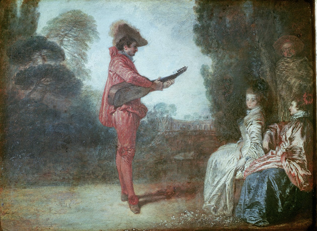 O Encantador, c.1712 (óleo sobre cobre) de Jean Antoine Watteau