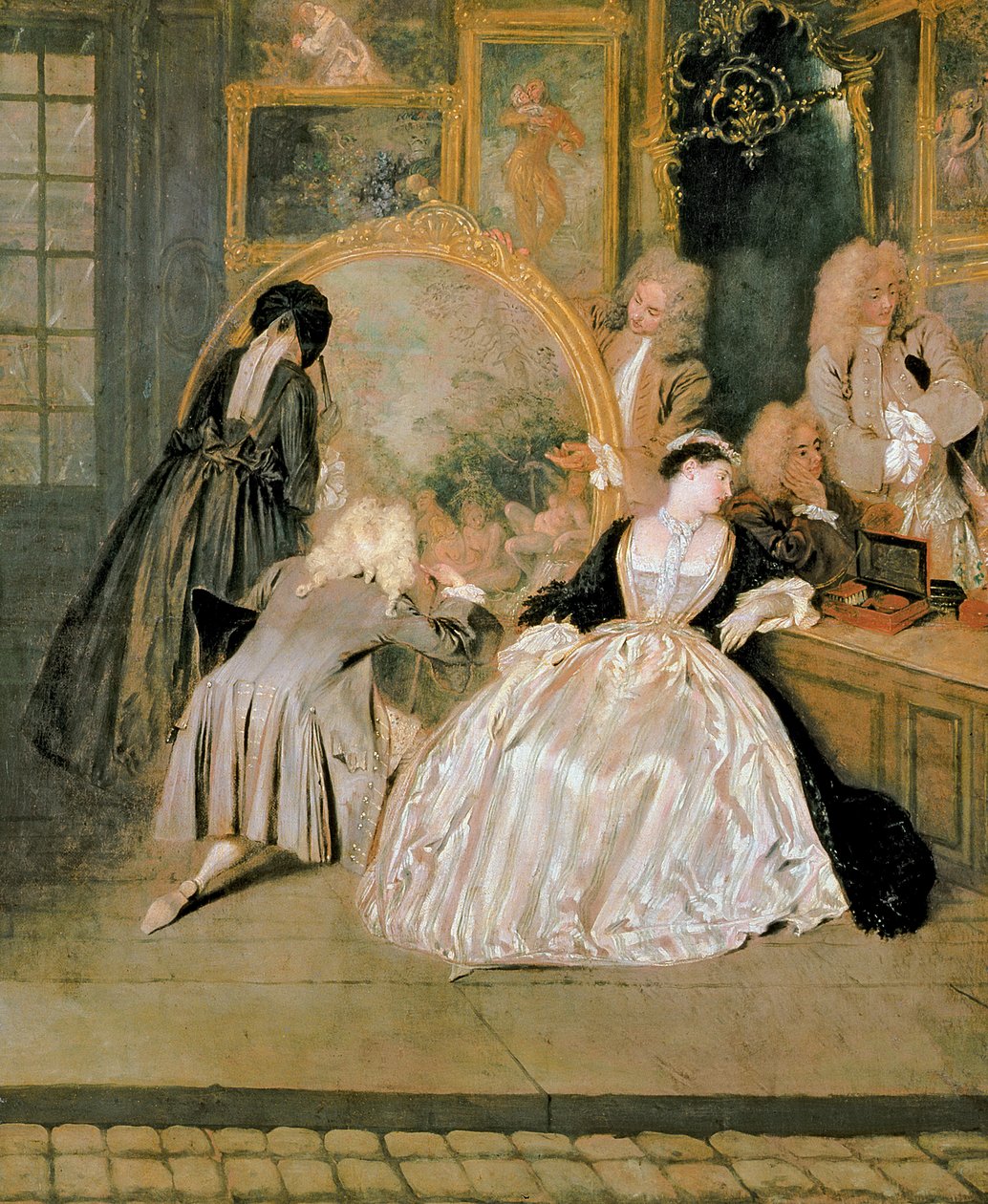 O sinal da loja Gersaint, 1721 (detalhe de 30793) de Jean Antoine Watteau