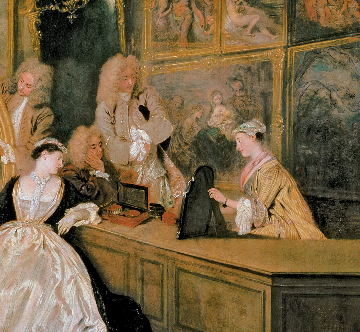 O sinal da loja Gersaint, 1721 (detalhe de 30793) de Jean Antoine Watteau