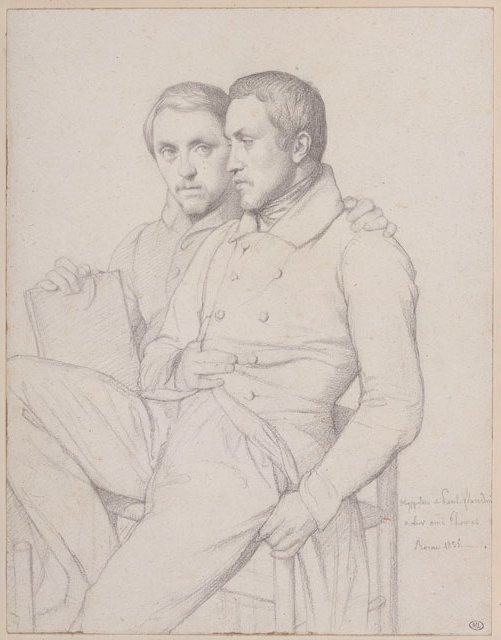 Duplo auto-retrato de Hippolyte e Paul Flandrin de Jean Auguste Dominique Ingres