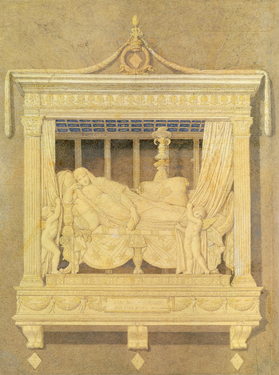 Esboço para o túmulo de Lady Montague, 1860 (lápis vermelho no papel) de Jean Auguste Dominique Ingres