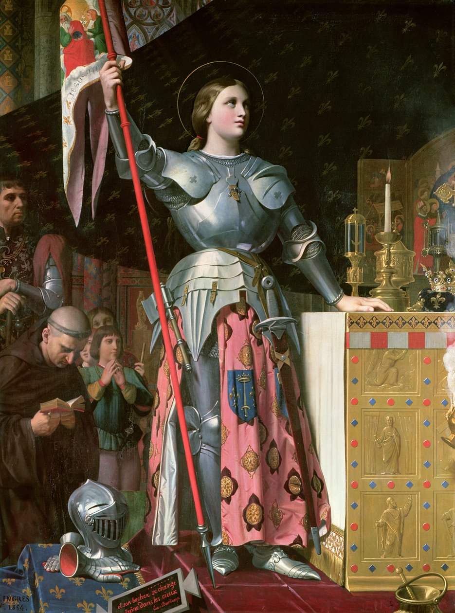 Joana d&39;Arc (1412-31) na coroação do rei Carlos VII (1403-61) 17 de julho de 1429, 1854 de Jean Auguste Dominique Ingres