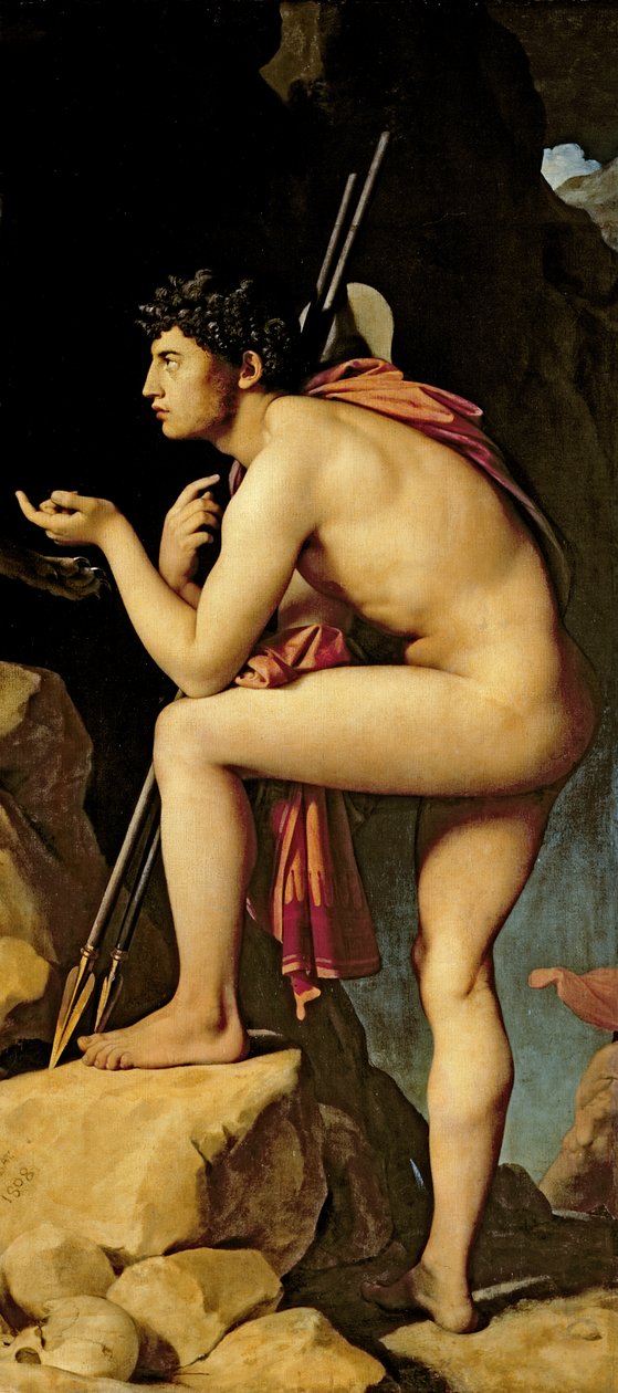 Édipo e a Esfinge, 1808 (detalhe de 267669) de Jean Auguste Dominique Ingres