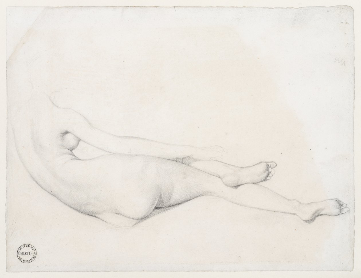 Estudo para La Grande Odalisque, 1814 (grafite em papel de palha) de Jean Auguste Dominique Ingres
