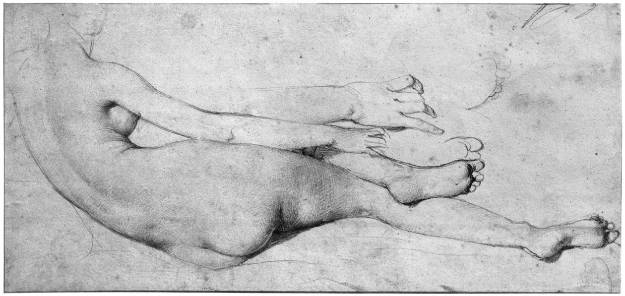 Estudo para o Grande Odalisque (grafite sobre papel) (ver também 233244) de Jean Auguste Dominique Ingres