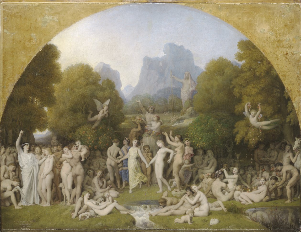The Golden Age, 1862 (óleo sobre papel no painel) de Jean Auguste Dominique Ingres
