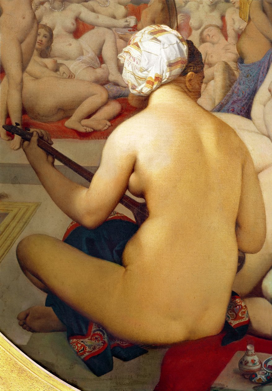 O banho turco, detalhe do músico, 1863 (detalhe de 20529) de Jean Auguste Dominique Ingres