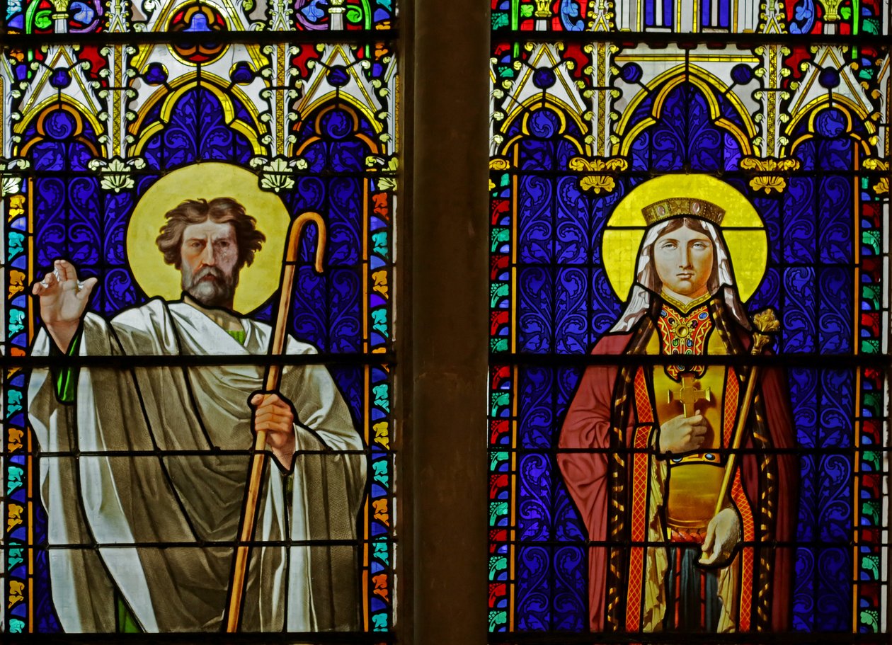 Janela representando os santos reais: Saint Denis e Saint Clothilde (vitral) de Jean Auguste Dominique Ingres