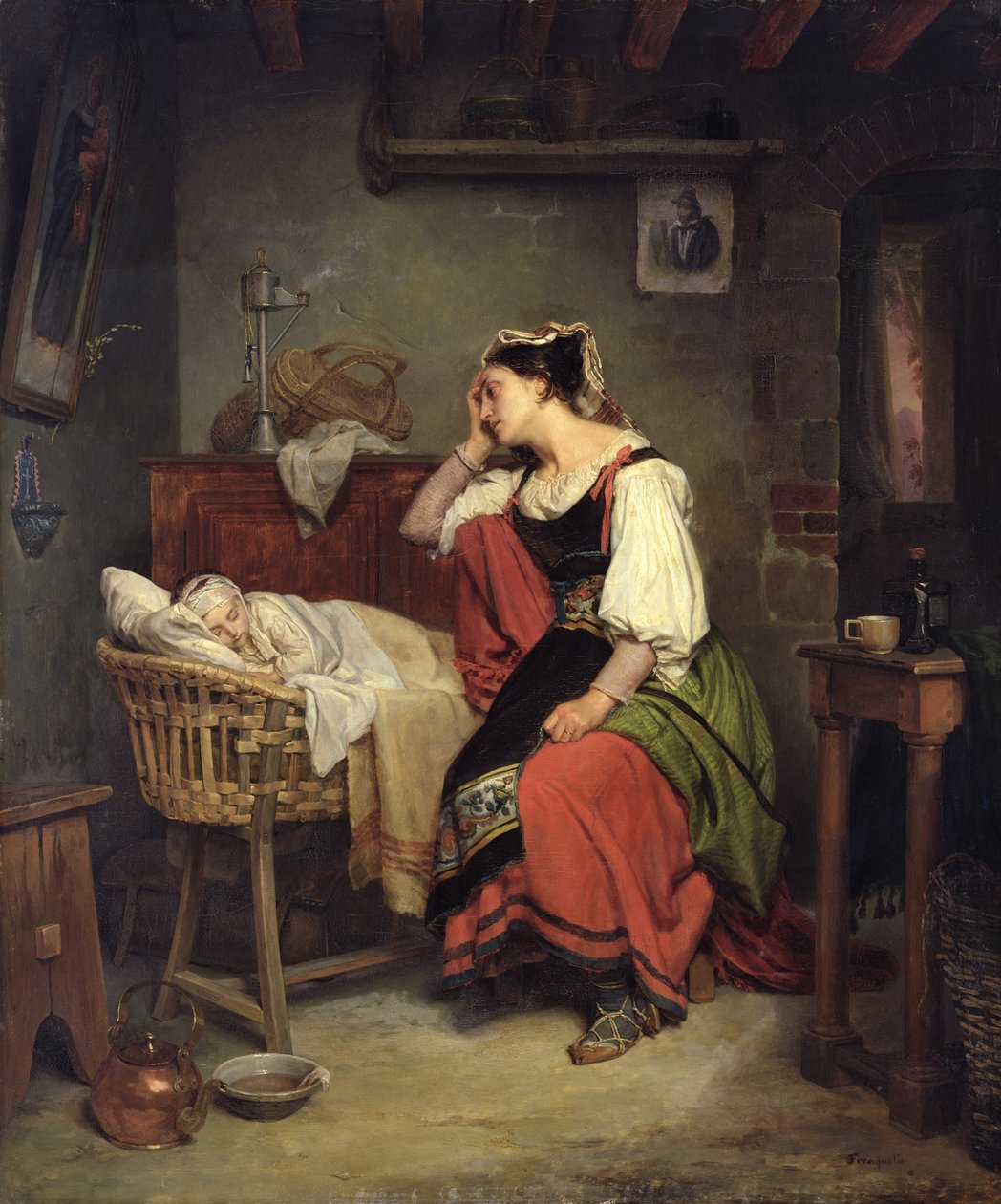 A criança doente de Jean Augustin Franquelin