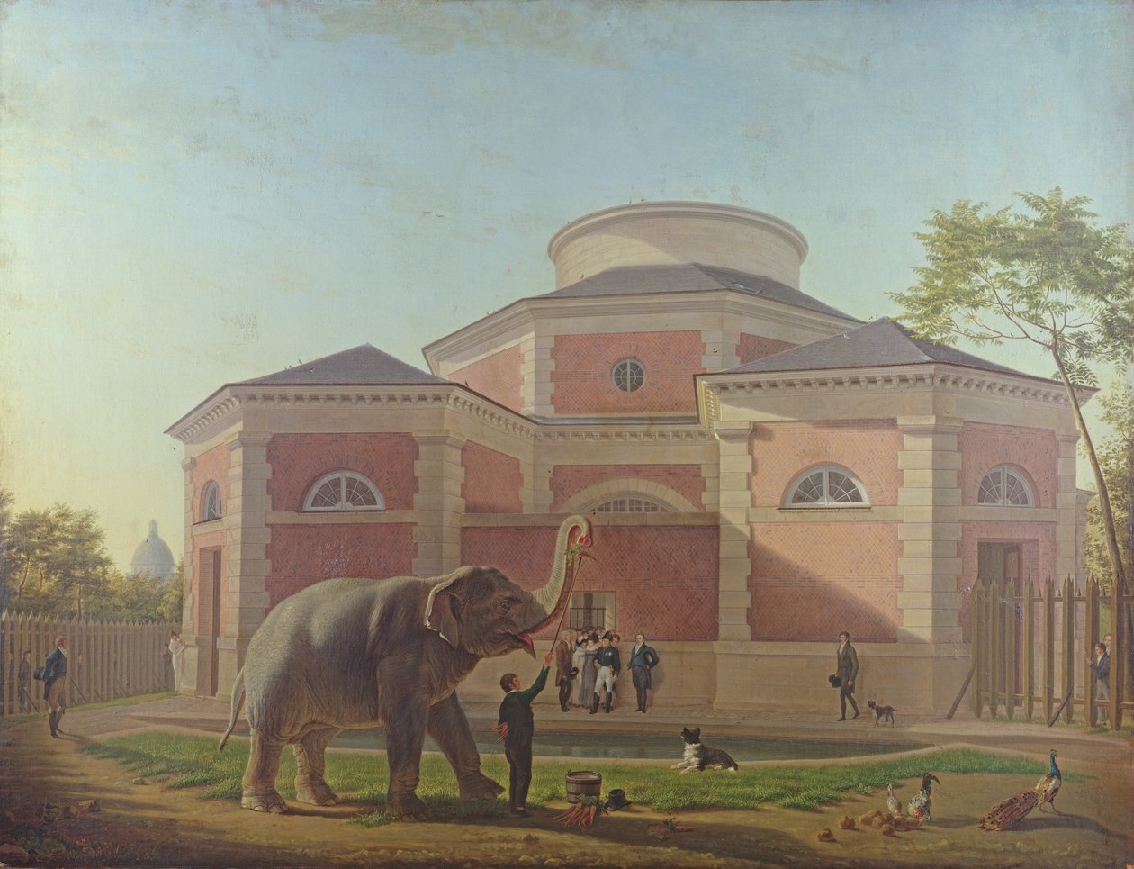 O Duque e a Duquesa de Berry visitam o elefante no Jardin des Plantes em Paris, 1817 de Jean Baptiste Berre