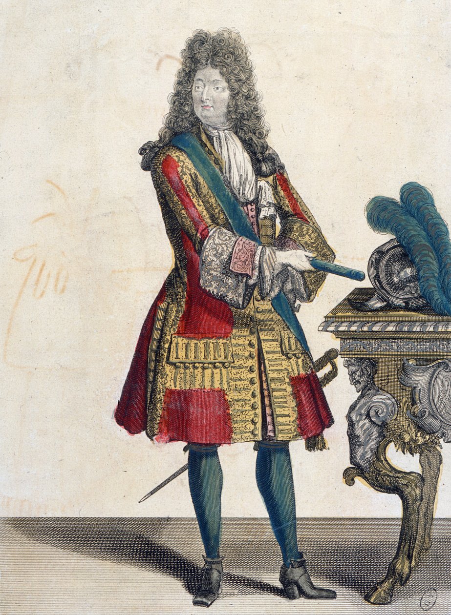 Luís XIV (1638-1715) (gravura a cores) de Jean Baptiste Bonnart