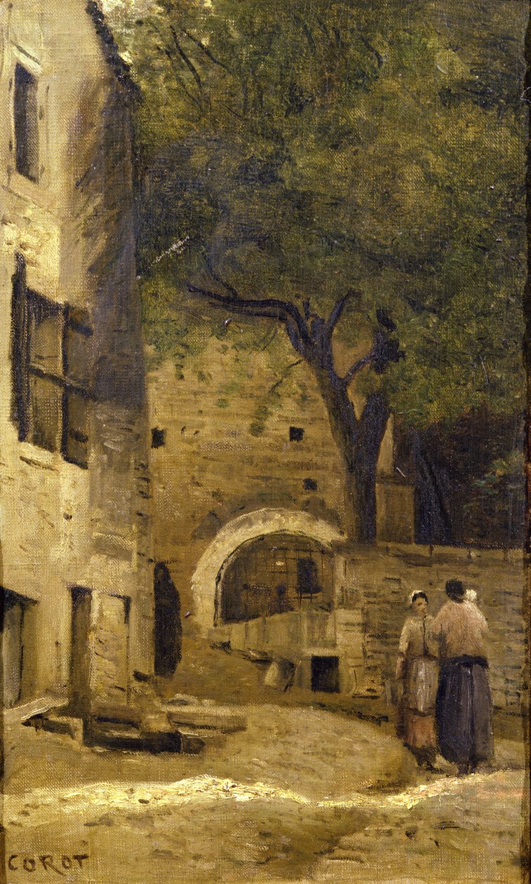 Uma cena de aldeia de Jean Baptiste Camille Corot