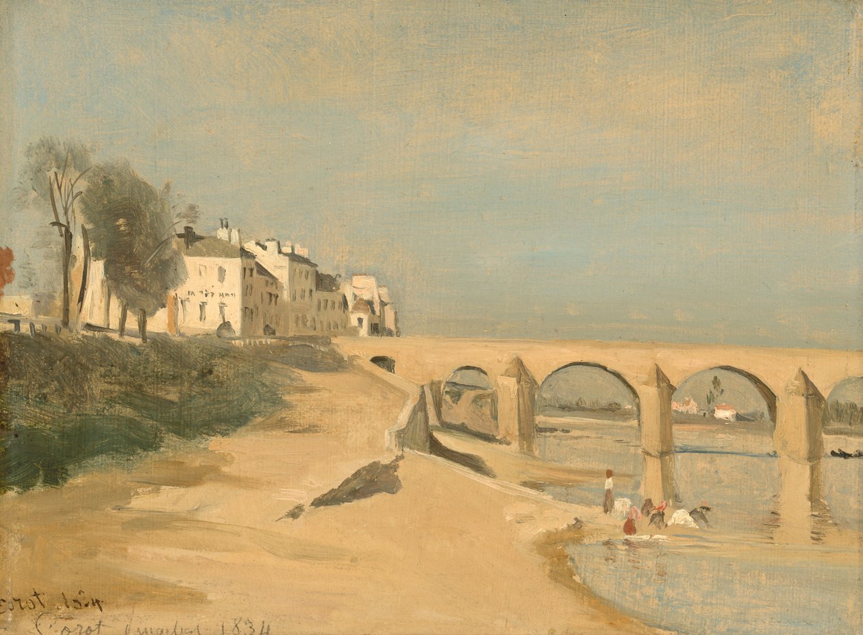 Ponte no rio Saône em Mâcon de Jean Baptiste Camille Corot