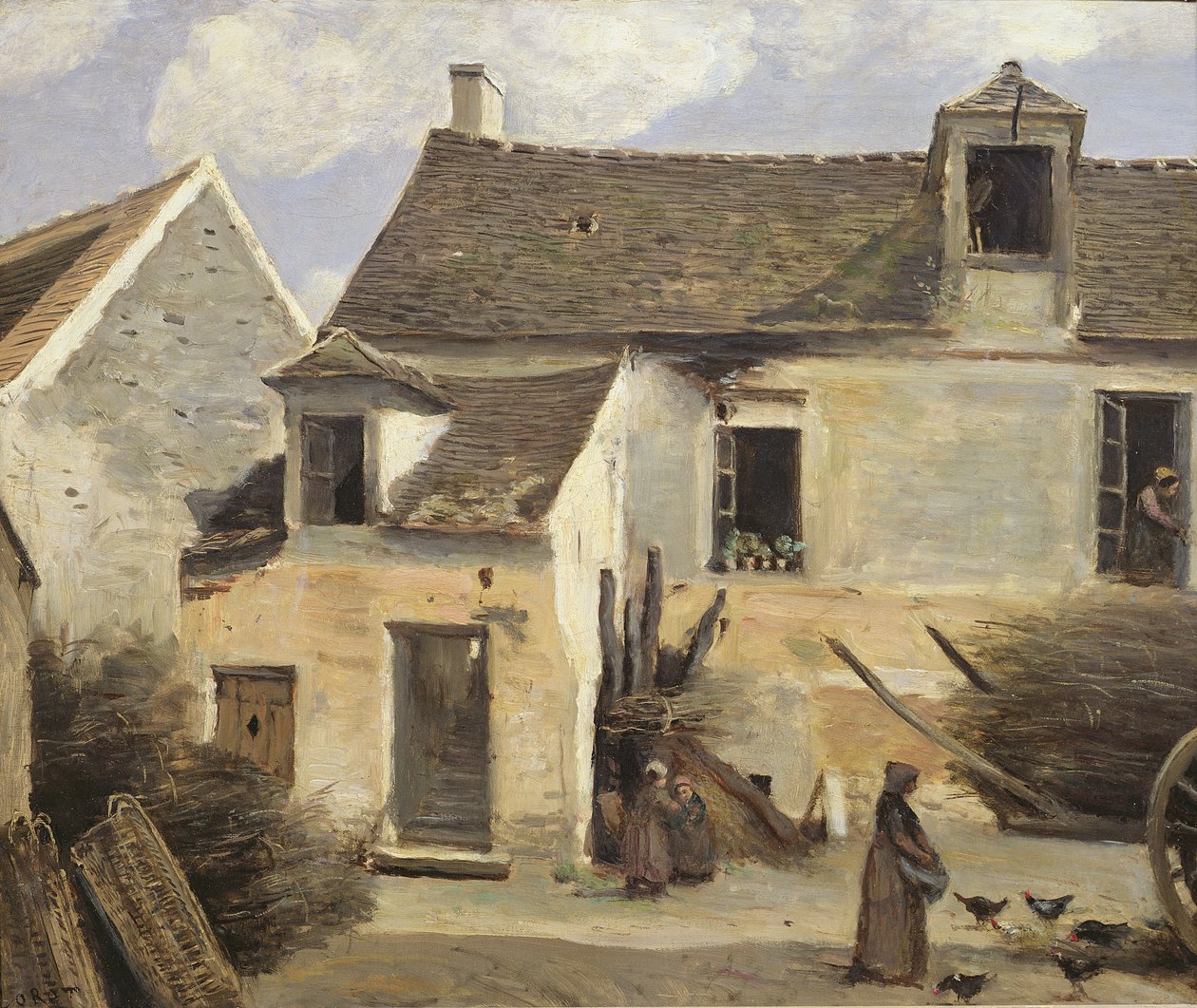 Pátio de uma padaria perto de Paris, ou Pátio de uma casa perto de Paris, c.1865-70 de Jean Baptiste Camille Corot