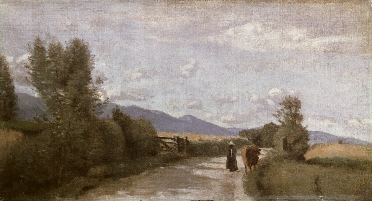 Dardagny, manhã, c.1853 de Jean Baptiste Camille Corot