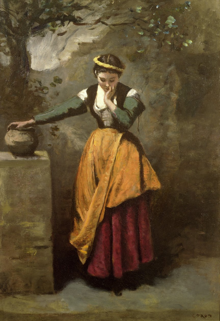 Sonhador na Fonte, c.1860 de Jean Baptiste Camille Corot