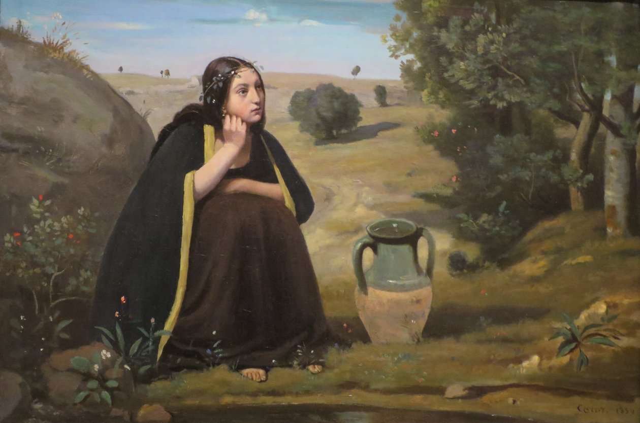 Inglês: Rebecca no poço de Jean Baptiste Camille Corot