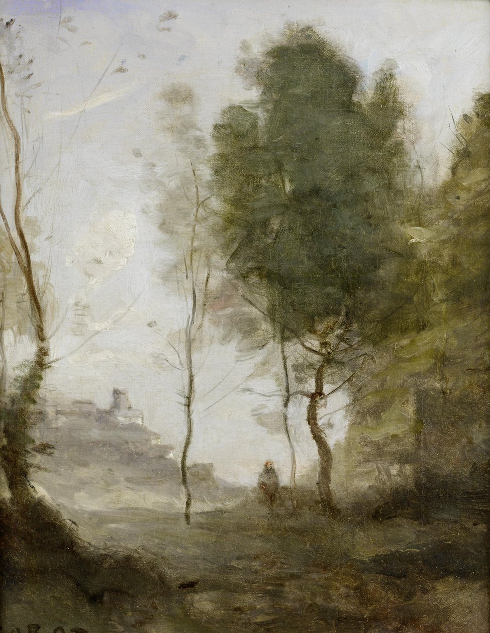 Estudo da paisagem - lembrança da Itália de Jean Baptiste Camille Corot