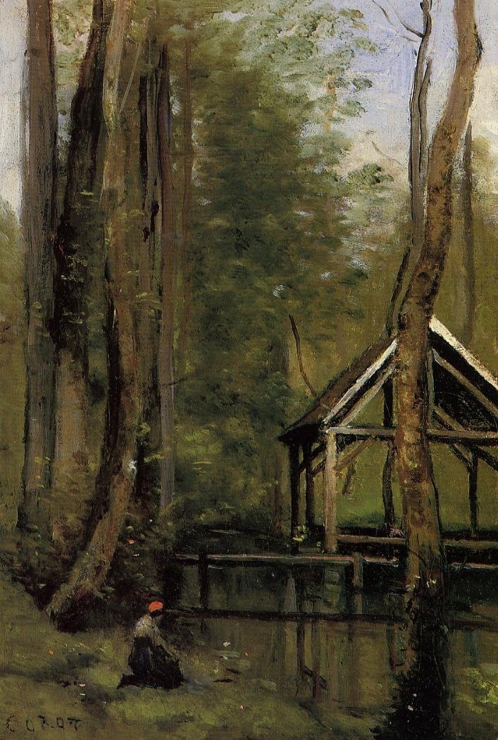 Galpão de pesca em Mathois perto de Gournay en Bray de Jean Baptiste Camille Corot