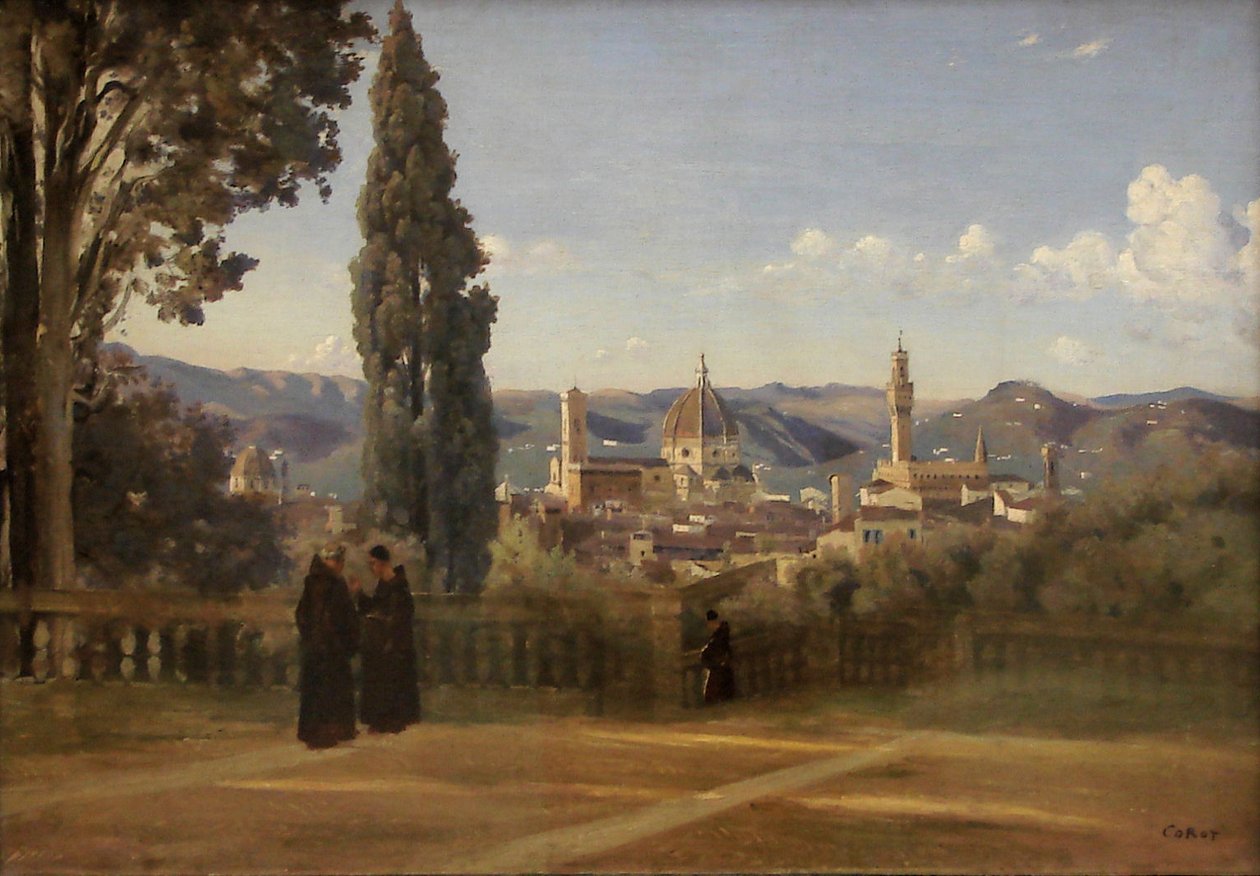 Florence. Vista tirada dos jardins de Boboli de Jean-Baptiste-Camille Corot