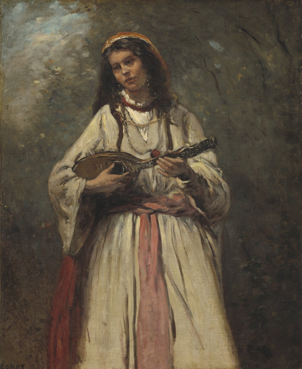 Menina cigana com bandolim, c.1870 de Jean Baptiste Camille Corot