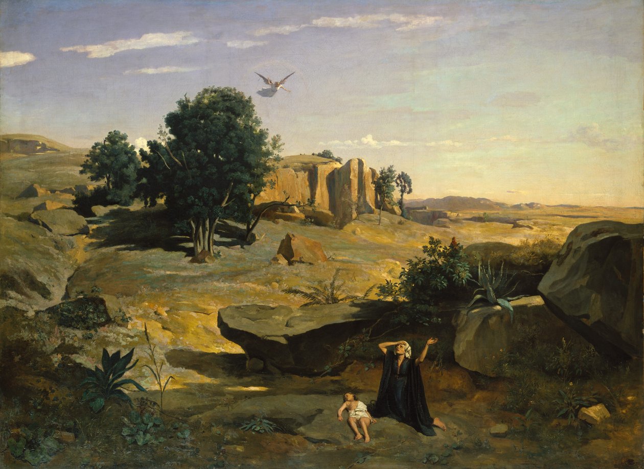 Agar em estado selvagem de Jean Baptiste Camille Corot