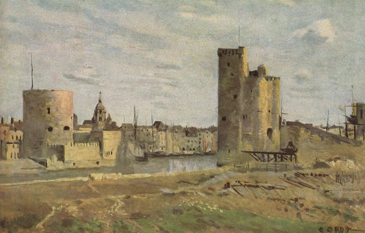 La Rochelle, a entrada do porto de Jean Baptiste Camille Corot