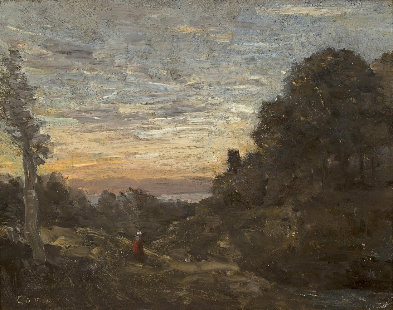 A torre nas árvores de Jean Baptiste Camille Corot