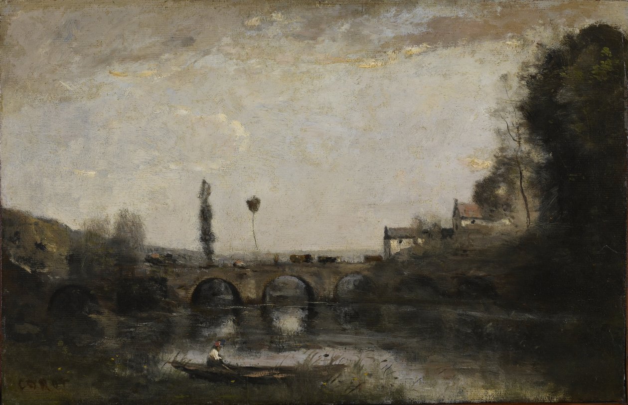Paisagem com ponte de Jean Baptiste Camille Corot