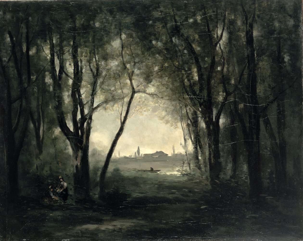 Paisagem com um lago, 1860-1873 de Jean Baptiste Camille Corot