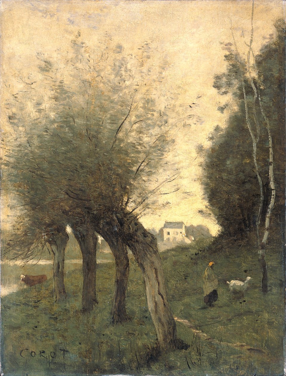 Paisagem, com, pollard, salgueiros de Jean Baptiste Camille Corot