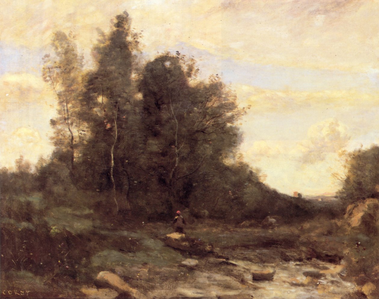 A torrente pedregosa de Jean Baptiste Camille Corot