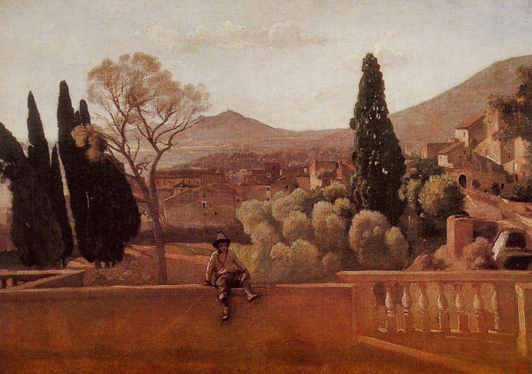 Os Jardins da Villa dEste em Tivoli de Jean Baptiste Camille Corot