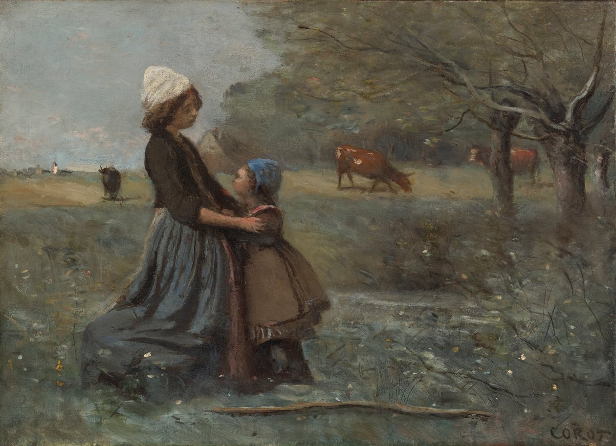 As duas irmãs no prado de Jean Baptiste Camille Corot
