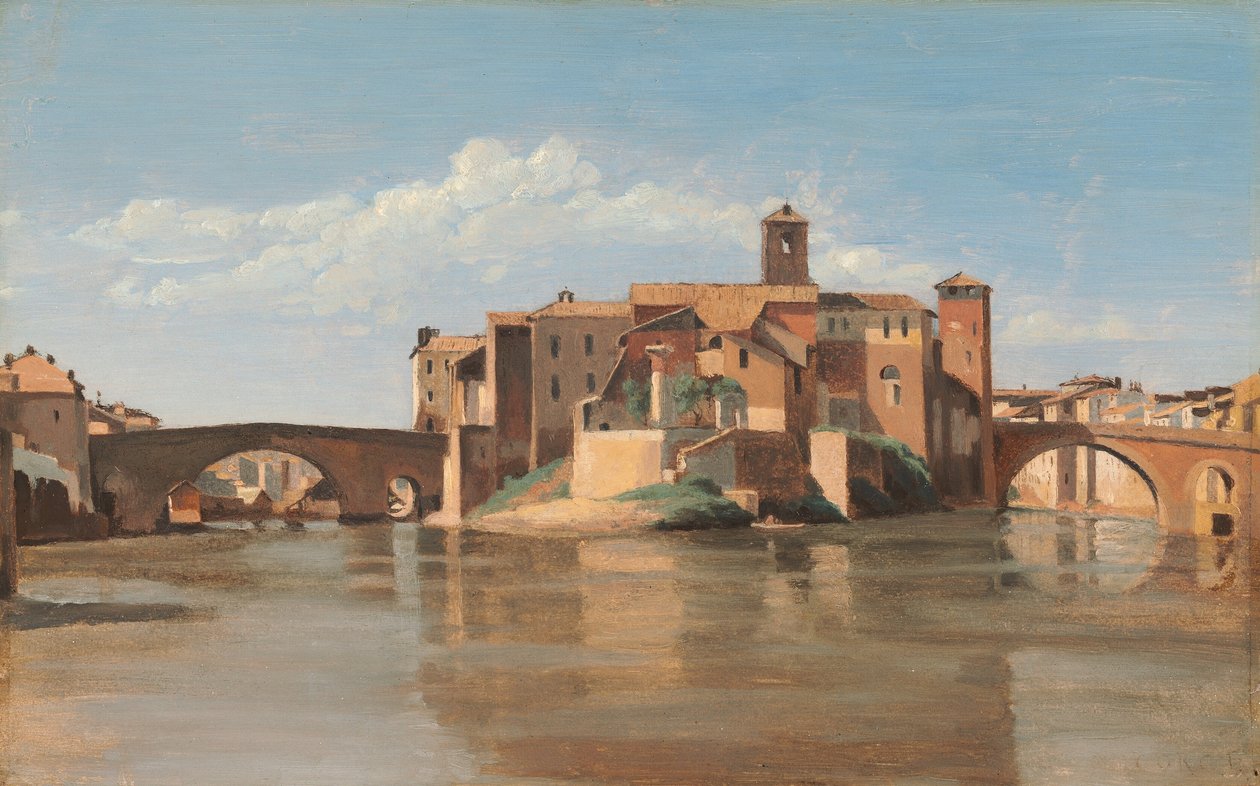 Ilha e ponte de San Bartolomeo, Roma de Jean Baptiste Camille Corot
